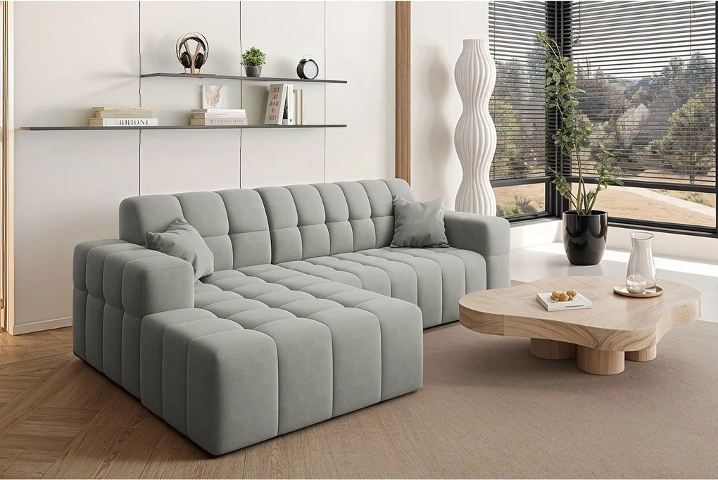 Narożnik w kształcie L NIMES, tkanina Portland, Szary, Lewy