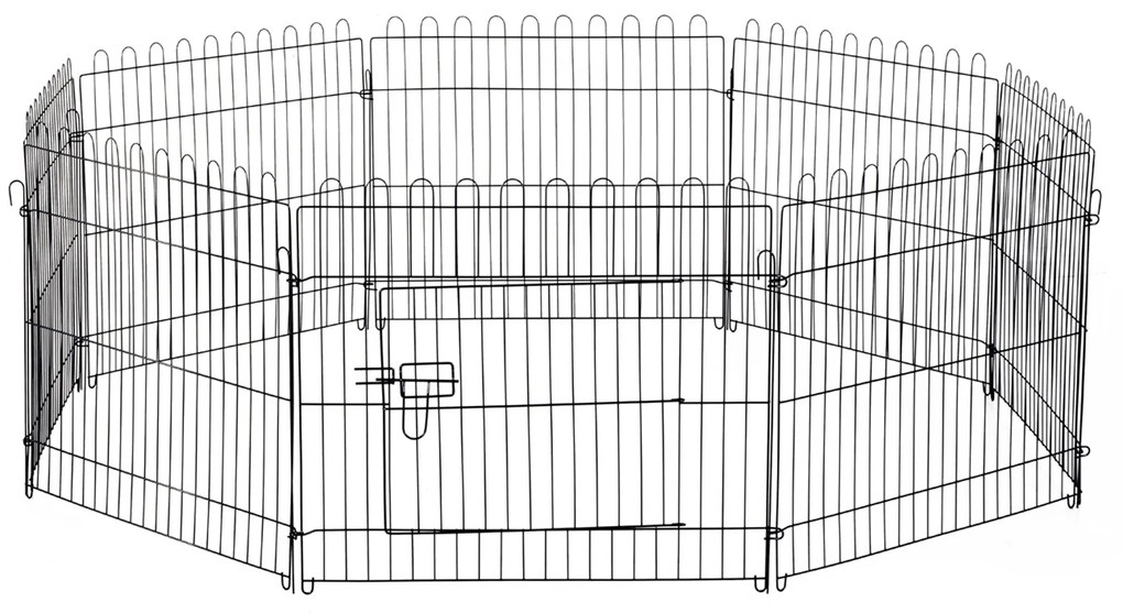 PawHut Metalowy kojec dla zwierząt Wybieg dla szczeniąt bezpieczny i przestronny czarny 180x180x61cm | Aosom PL