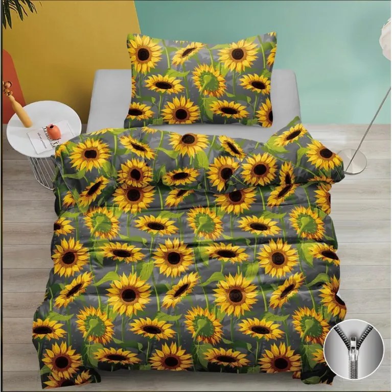 PrzytulneMieszkanie.pl PrzytulneMieszkanie.pl Pościel bawełniana SUNFLOWER szara Rozmiar pościeli: 70 x 90 cm | 140 x 200 cm