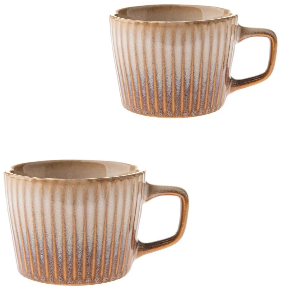 Beżowe kamionkowe kubki zestaw 2 szt. do cappuccino 190 ml Tone – Dakls