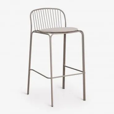 [*]wysoki Stołek Ogrodowy Z Stali Anerina Moka Brown & ↑75 Cm & Beż Orzechowy - Sklum