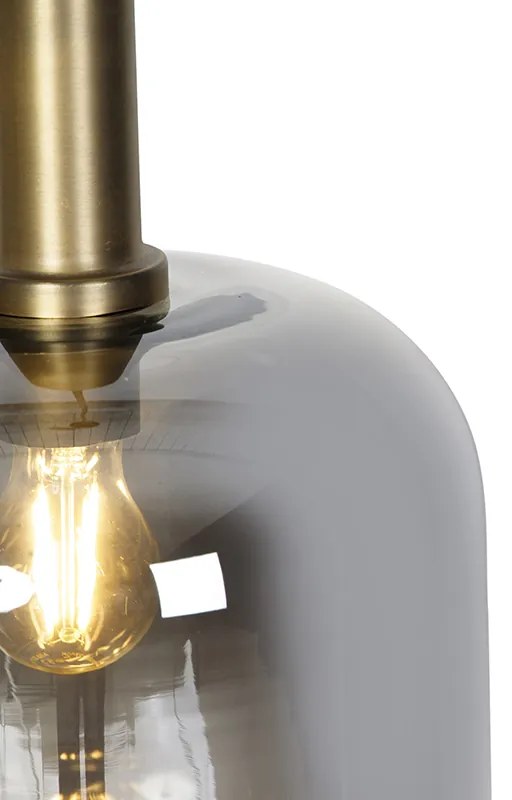 Designerska lampa wisząca czarna i złota z przydymionym szkłem - ZuzannaDesignerski Oswietlenie wewnetrzne