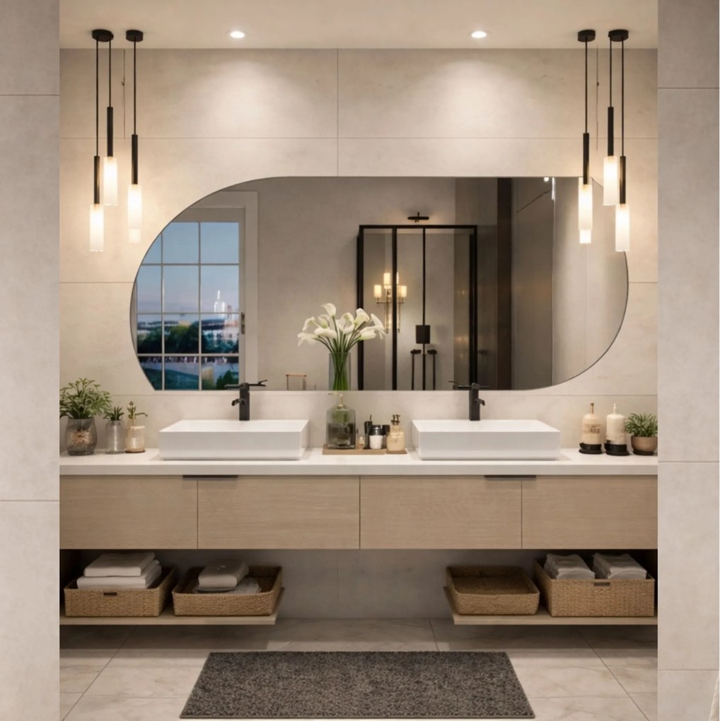 Lustro asymetryczne bez podświetlenia MOON Twist  | Różne rozmiary | Różne kolory : Kolor tafli szkła - Brąz, Rozmiar - 180 x 76 cm