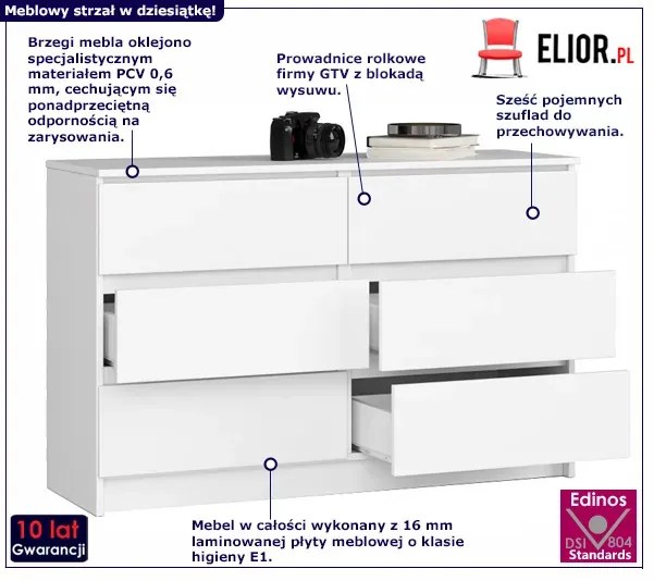 Biała komoda z szufladami H8-B46