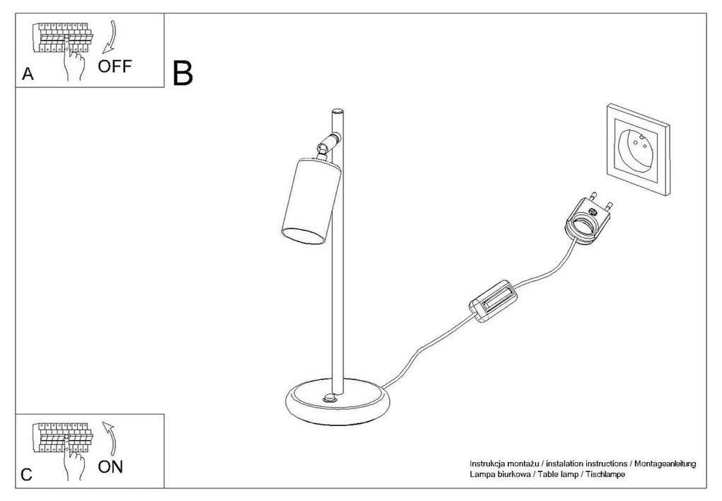 Lampa biurkowa WINX czarna/złota SOLLUX  LIGHTING