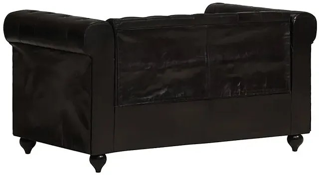 Skórzana 2-osobowa czarna sofa w stylu Chesterfield - Clementine 2Q