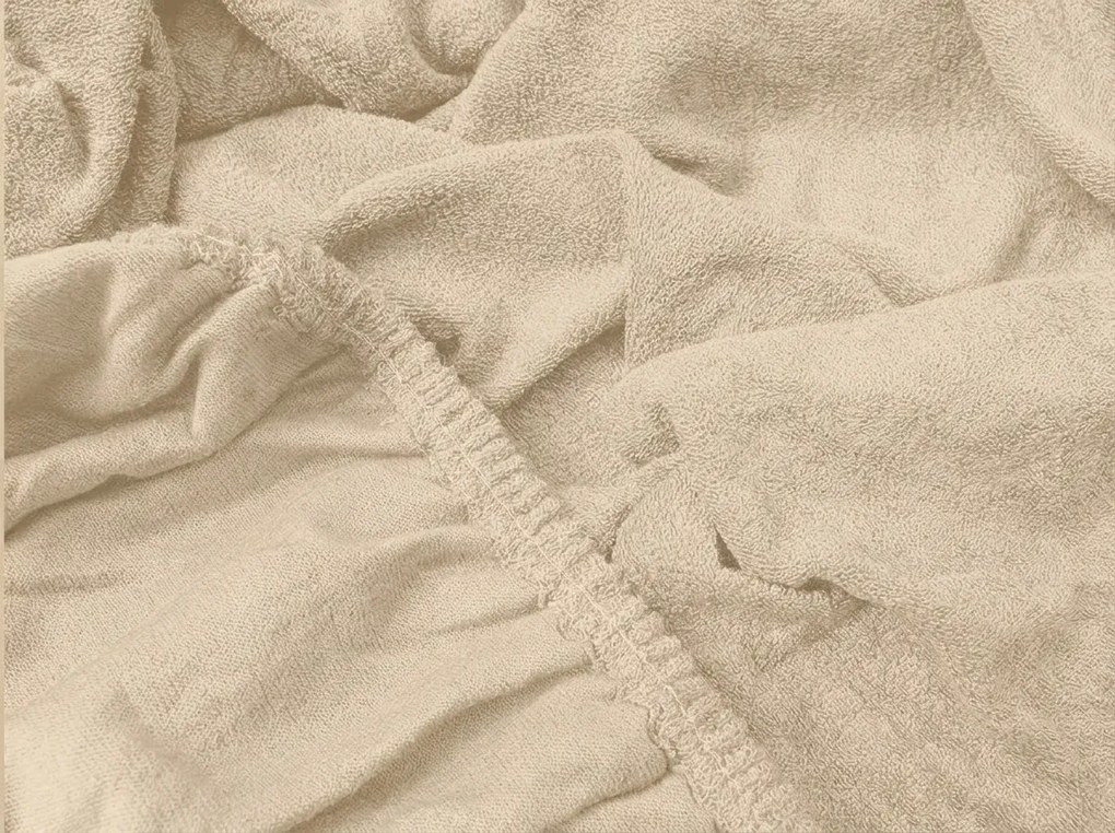 PrzytulneMieszkanie.pl Frotte prześcieradło MOLTON beżowe 90 x 200 cm