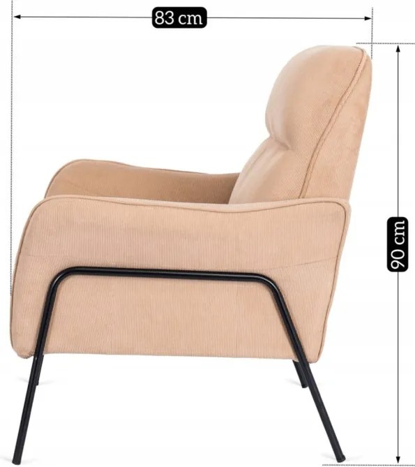 Fotel Wypoczynkowy ALBERTO Sztruksowy Beżowy do Salonu Nowoczesny