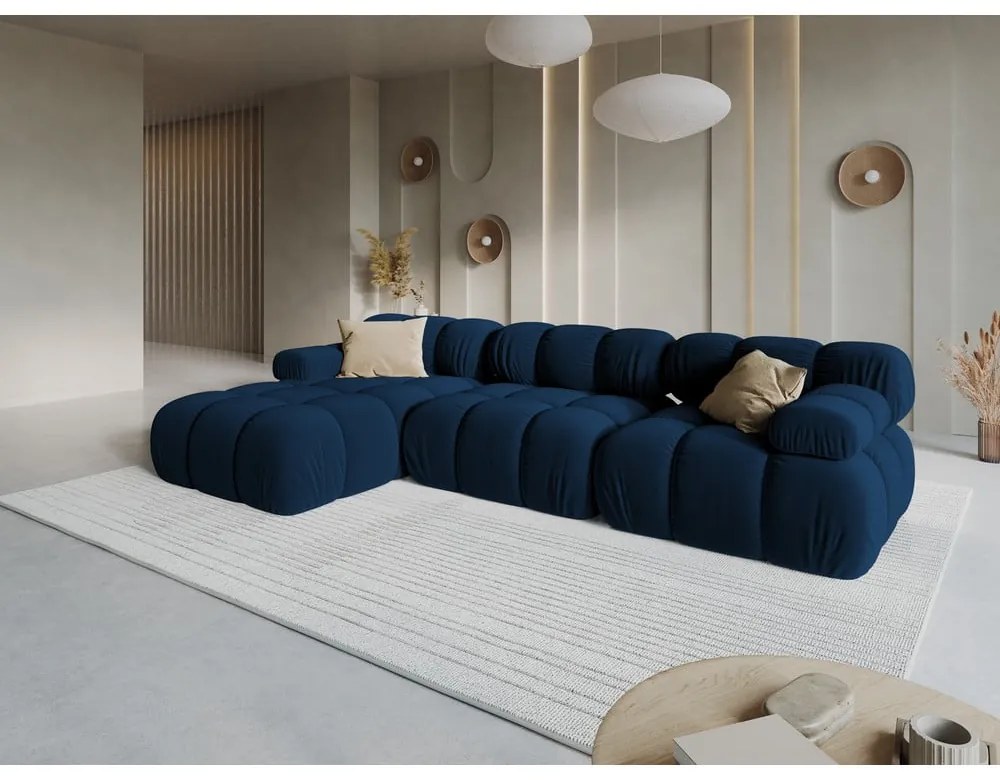 Niebieska aksamitna sofa 285 cm Bellis – Micadoni Home