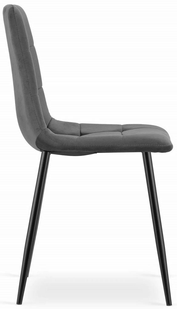 Krzesło aksamitne KARA ciemnoszare na czarnych nogach