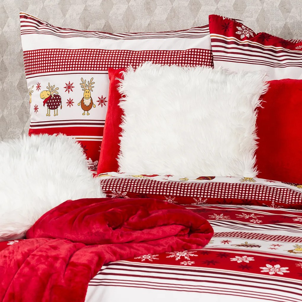 4Home Świąteczna pościel bawełniana Renifery, 160 x 200 cm, 70 x 80 cm
