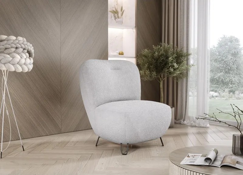 Fotel LUIS skandynawski wolnostojący na metalowych nogach w tkaninie ANTHOLOGY 17