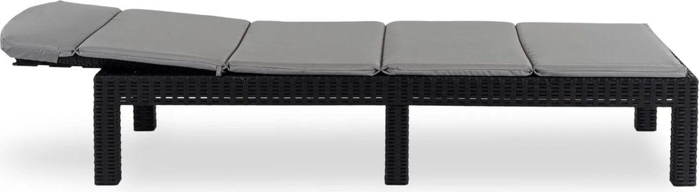 Fotel Ogrodowy Leżak LUIZJANA Technorattan Czarny/Szary