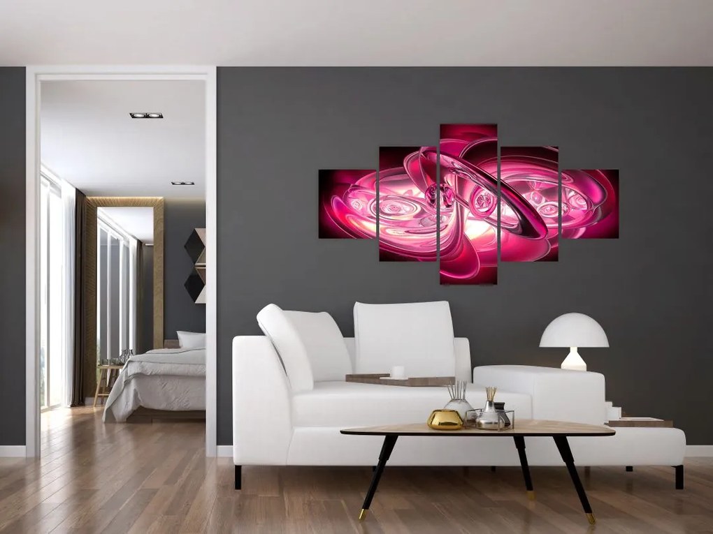 Obraz różowych fraktali (125x70 cm)