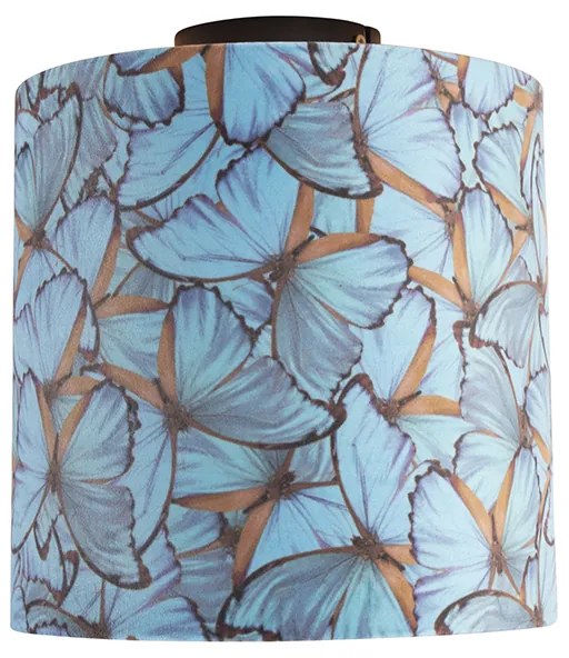Lampa sufitowa z abażurem z aksamitu z motywem motyli w kolorze złotym 25 cm - Combi Black klasyczny/Antyczny Oswietlenie wewnetrzne