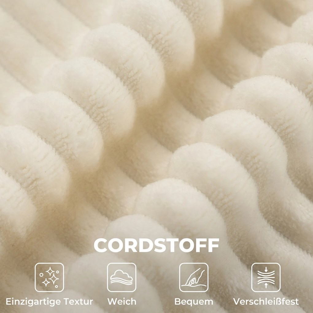 HOMCOM Sofa 3-osobowa, modułowa sofa Cloud bez stałego stelaża, szerokie i głębokie siedzisko, wkład ze sprężyn, sztruksowe obicie, beżowy | Aosom PL