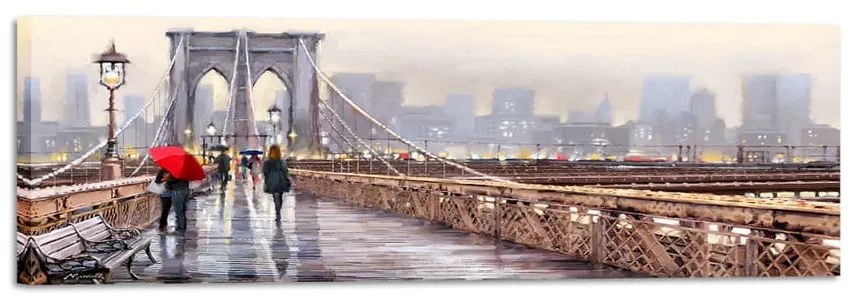 Obraz Styler Canvas Watercolor New York Bridge, 45x140 cm