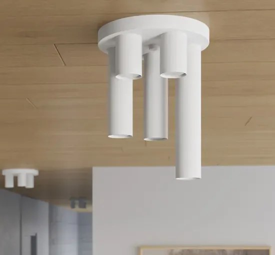 Pięciopunktowa biała lampa sufitowa - M093-Vekel