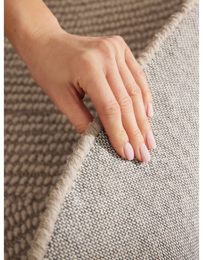 Beżowy wełniany okrągły dywan tkany ręcznie ø 120 cm Eleni Light Beige – Hanse Home