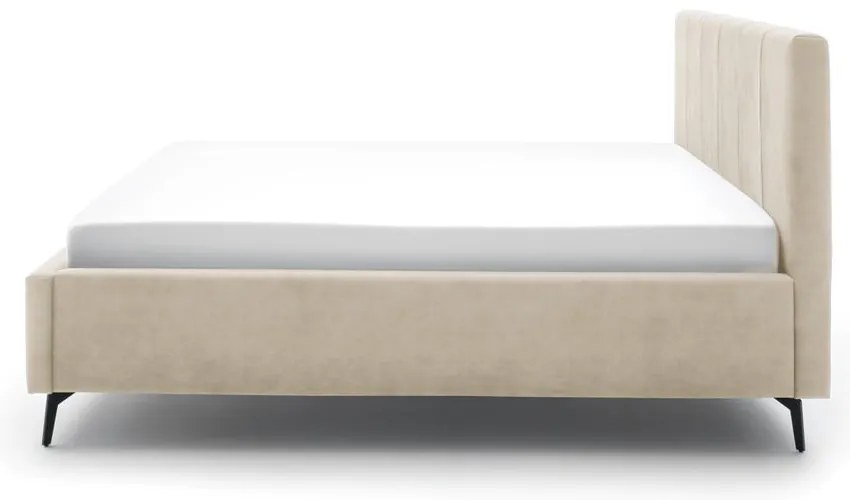 Beżowe tapicerowane łóżko dwuosobowe ze schowkiem i stelażem 180x200 cm Lizzano – Meise Möbel