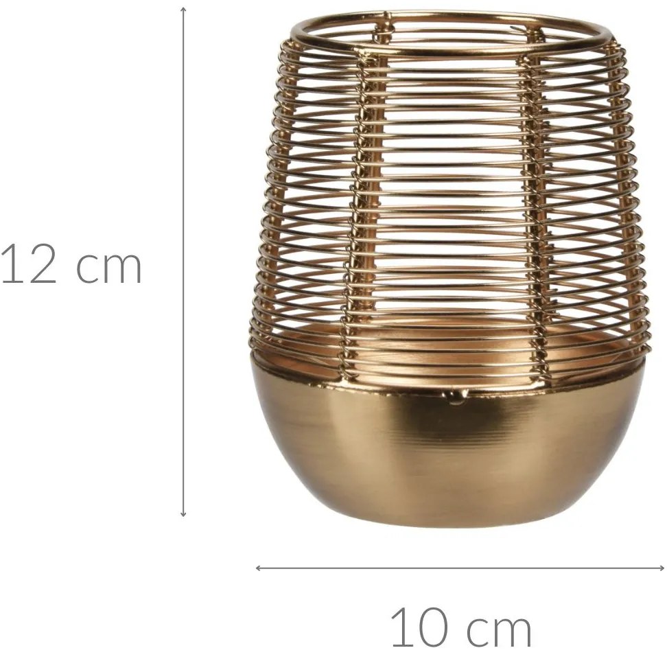 Złoty lampion na świeczkę, metalowy