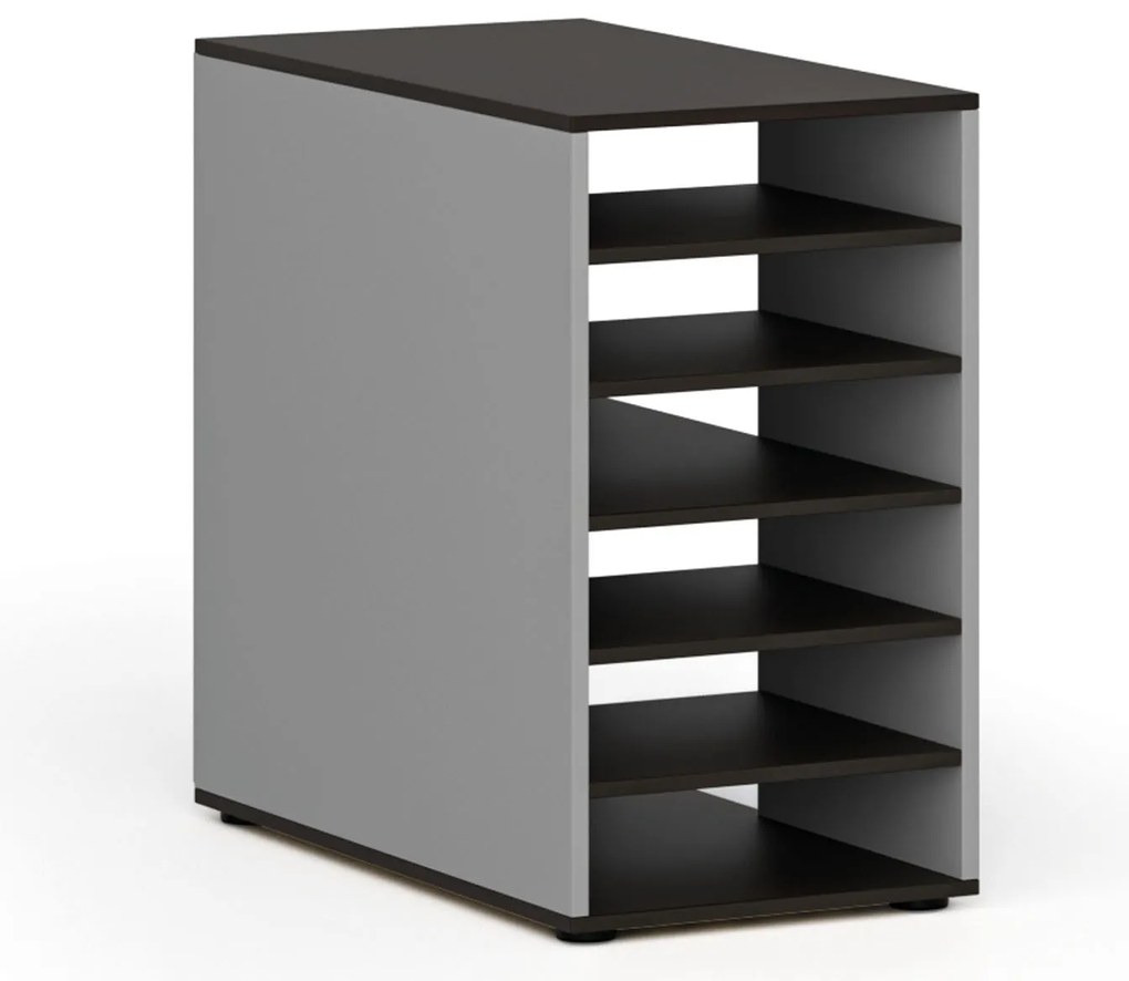 Szafka z półkami do biurka PRIMO GRAY, prawa, szary/wenge