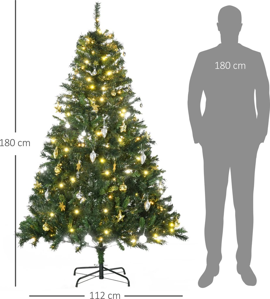 Homcom Choinka 180 Cm Jodła 200 LED 745 Gałęzi | Aosom PL