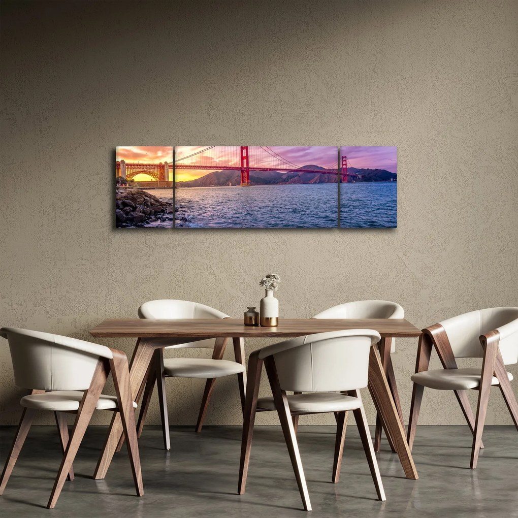 Obraz mostu z zachodem słońca (170x50 cm)