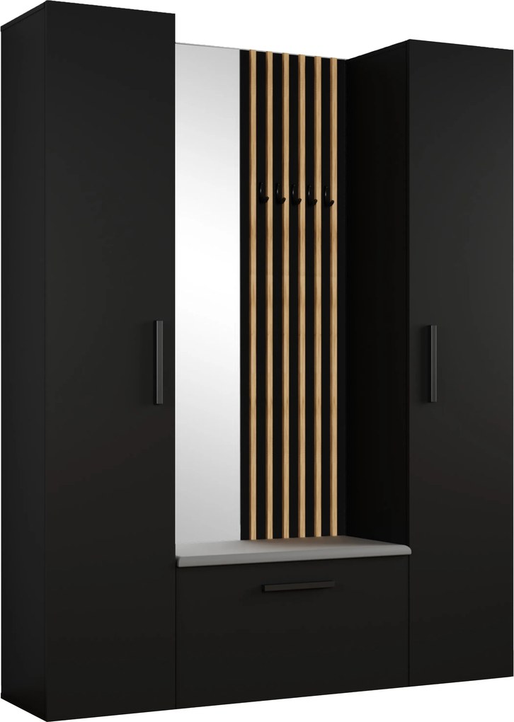 Masseno Garderoba MODULO 160,6/204/40 cm do Przedpokoju Nowoczesna Czarna