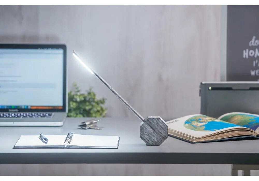 Szara lampa stołowa LED (wysokość 38 cm) Octagon One – Gingko