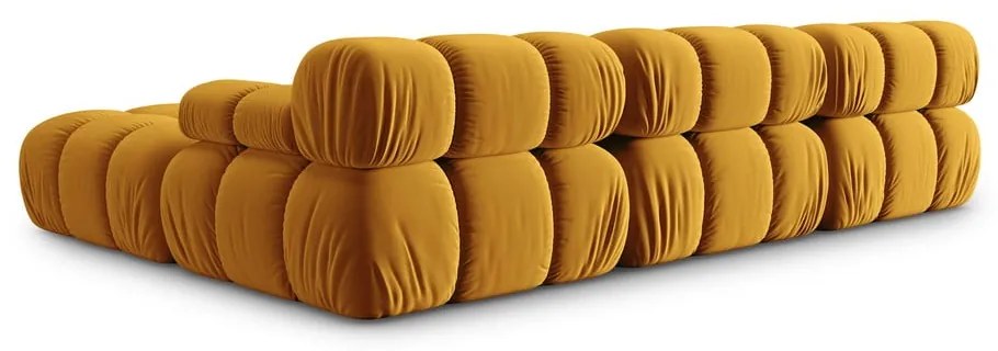 Żółty aksamitny narożnik Bellis – Micadoni Home