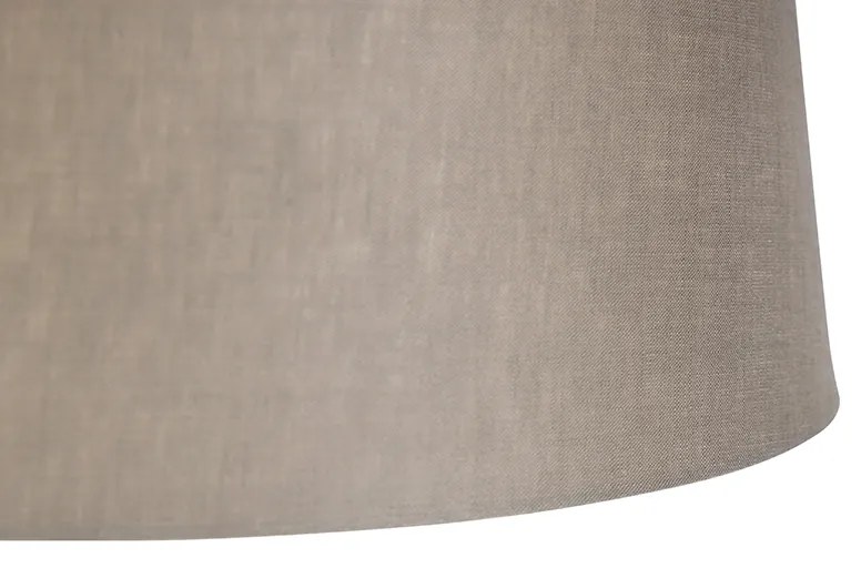 Stalowa lampa wisząca z abażurem z lnu w kolorze taupe 35 cm - BlitzWiejski/ Rustykalny / Vintage Oswietlenie wewnetrzne