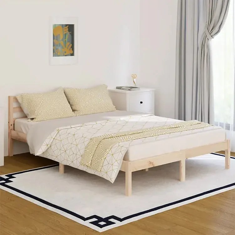 Podwójne sosnowe łóżko z zagłówkiem 140x200 G2-N28
