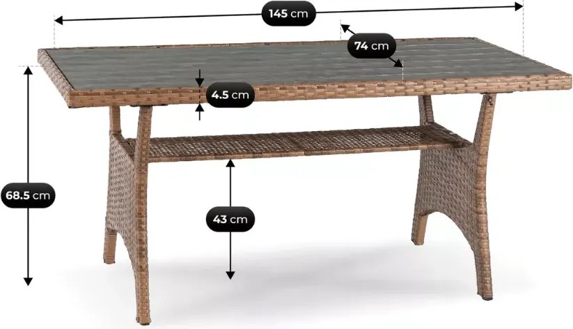 Zestaw mebli ogrodowych Natina narożnik + stolik brązowo-szary modułowy technorattan