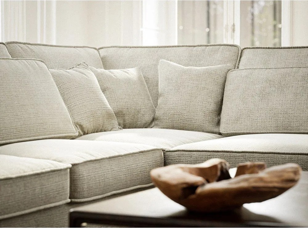 Szarobeżowy narożnik z tkaniny szenilowej (prawostronny/w kształcie litery L) Kirou – Maison de Rêve