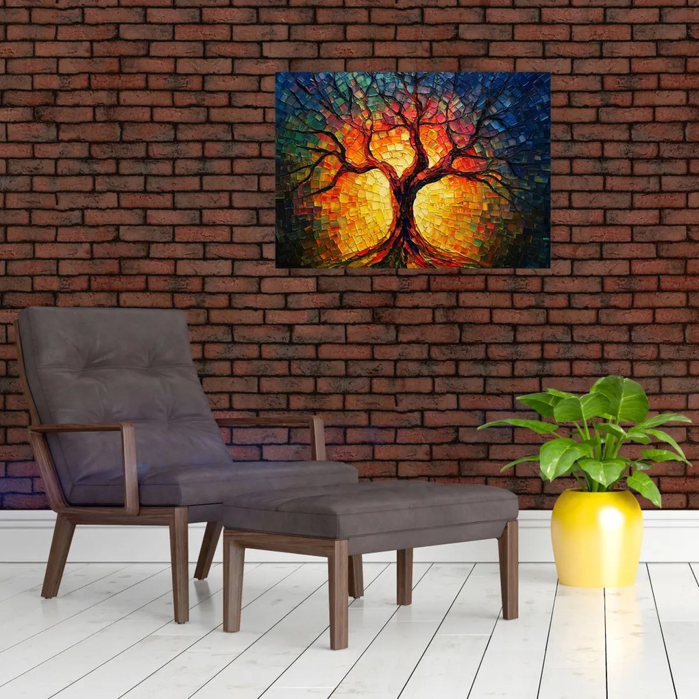 Obraz na szkle - Drzewo życia w mozaice (70x50 cm)
