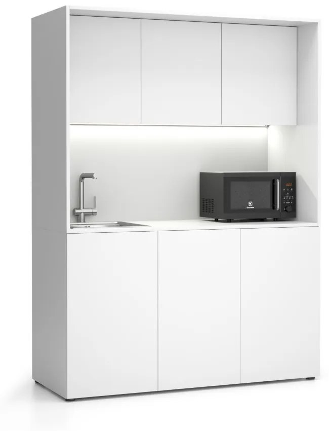 Kuchnia biurowa NIKA ze zlewem i kranem 1481 x 600 x 2000 mm, biały, lewo