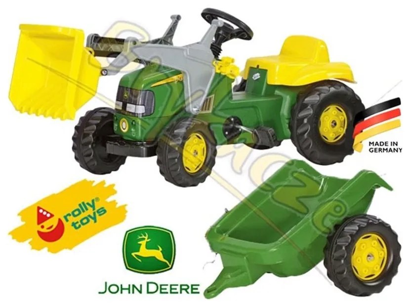 Rolly toys rollykid traktor na pedały john deere z łyżką i przyczepą