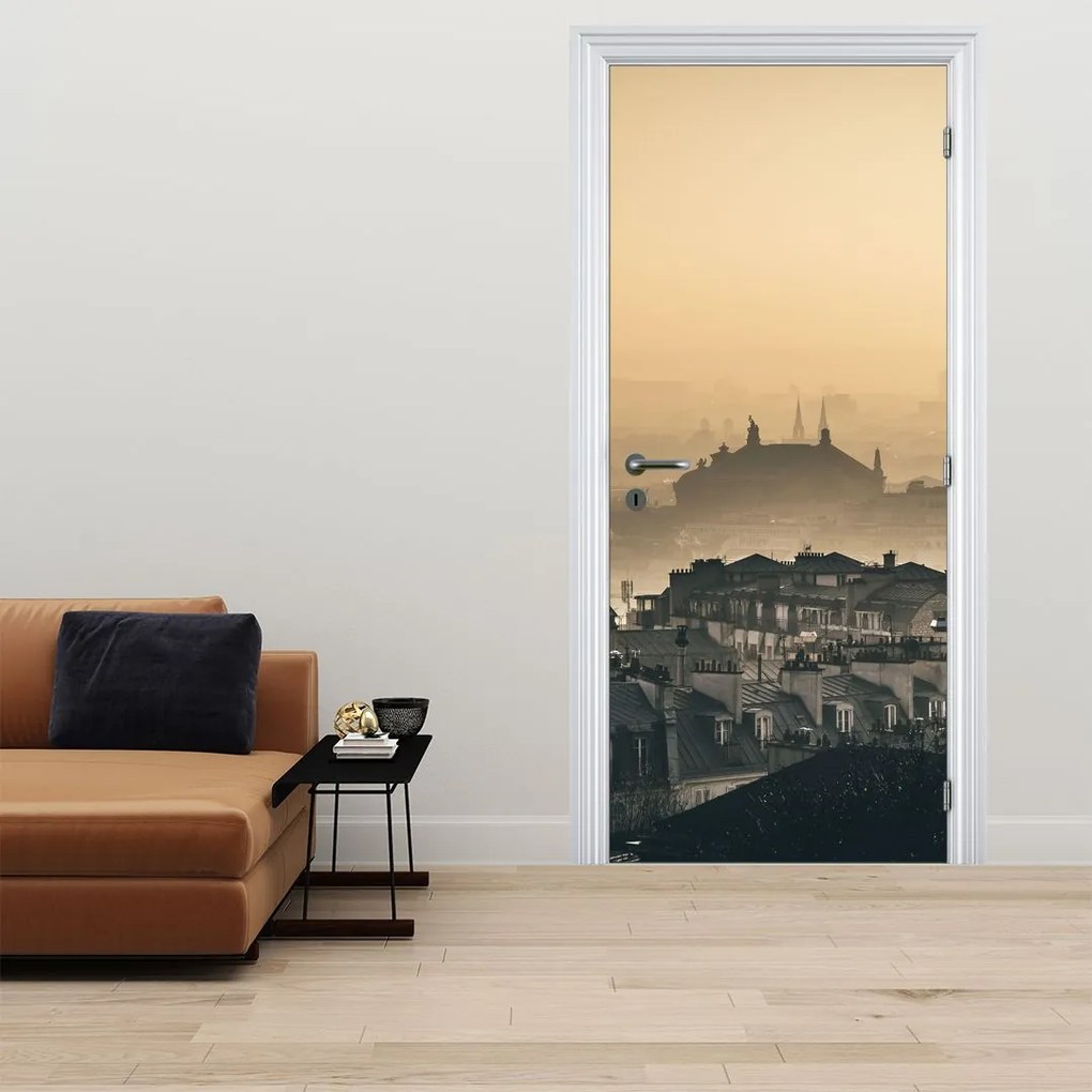 Fototapeta na drzwi - Miasto pod mgłą (95x205cm)