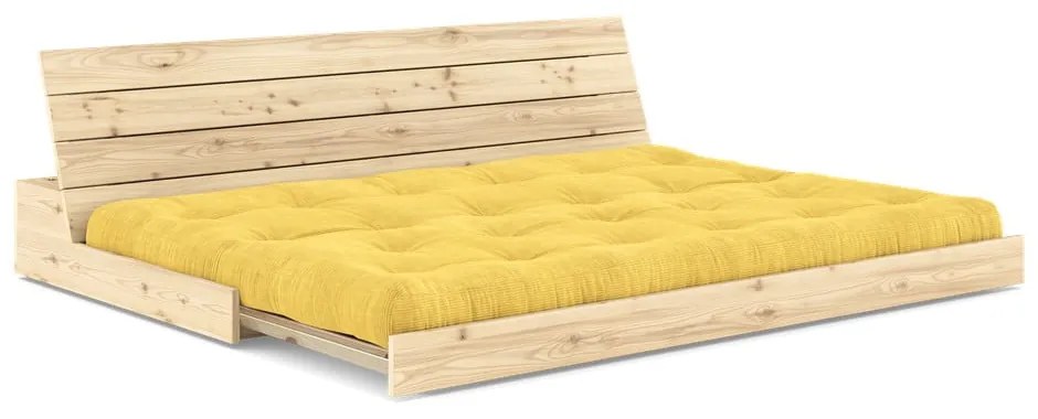Żółta sztruksowa rozkładana sofa 196 cm Base – Karup Design