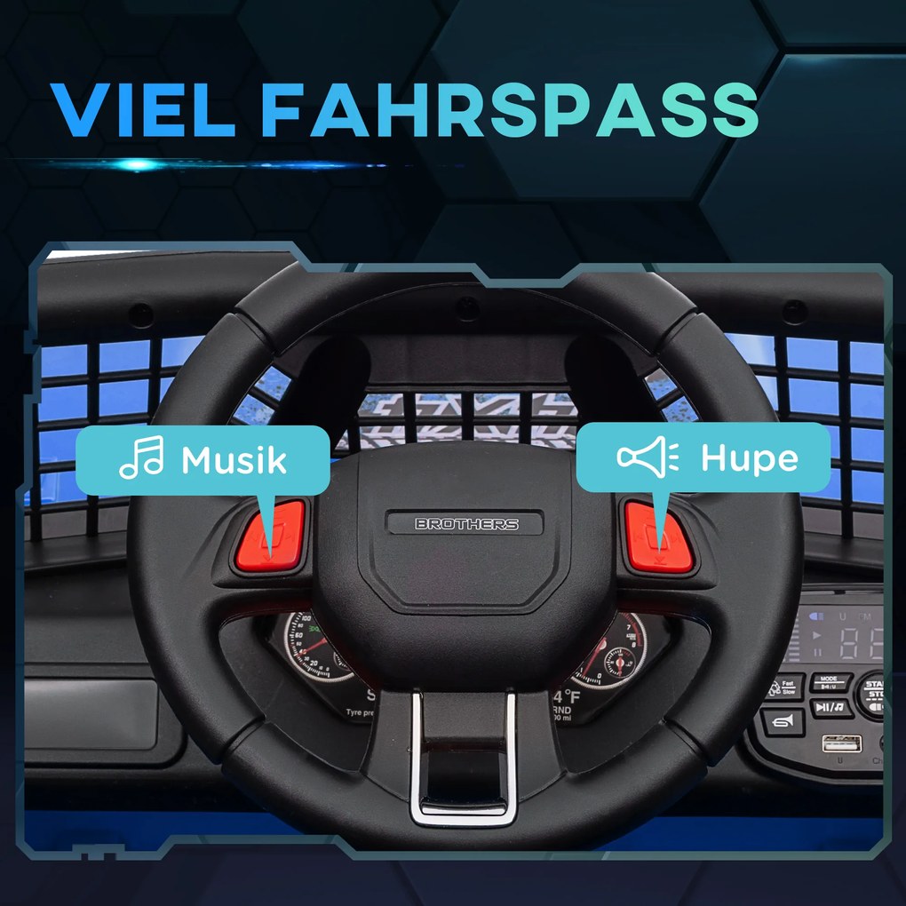 AIYAPLAY Dziecięcy Samochód Elektryczny z Miękkim Zawieszeniem, Sterowalny Pilotem, z LED, Klaksonem, Silnikami 12V, z Plastiku i Metalu, Niebieski