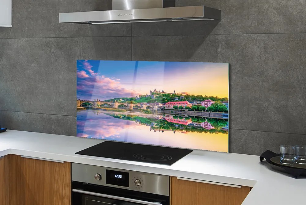 Panel Szklany Zachód Słońca nad Rzeką w Niemczech