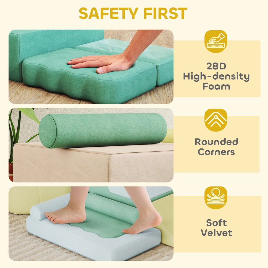 AIYAPLAY 15-częściowy zestaw miękkich klocków, 200 plastikowych piłek, basen z piłkami dla maluchów, do wnętrz, pianka, kolorowy