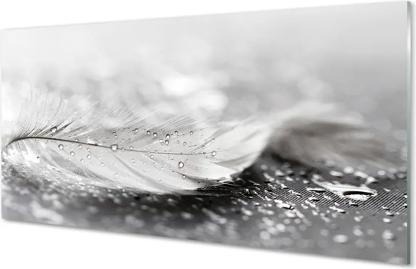 Szklany Panel Delikatne Krople na Piórku