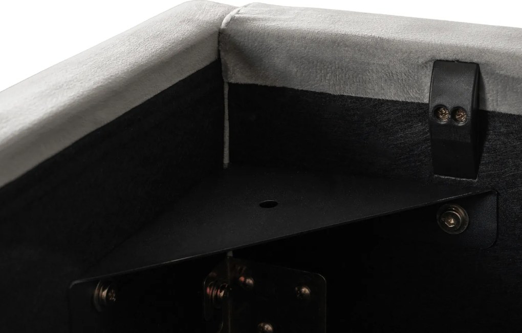 Łóżko Tapicerowane 180x200 cm ze Stelażem i Pojemnikiem Dwuosobowe BRISTOL Szare Welurowe