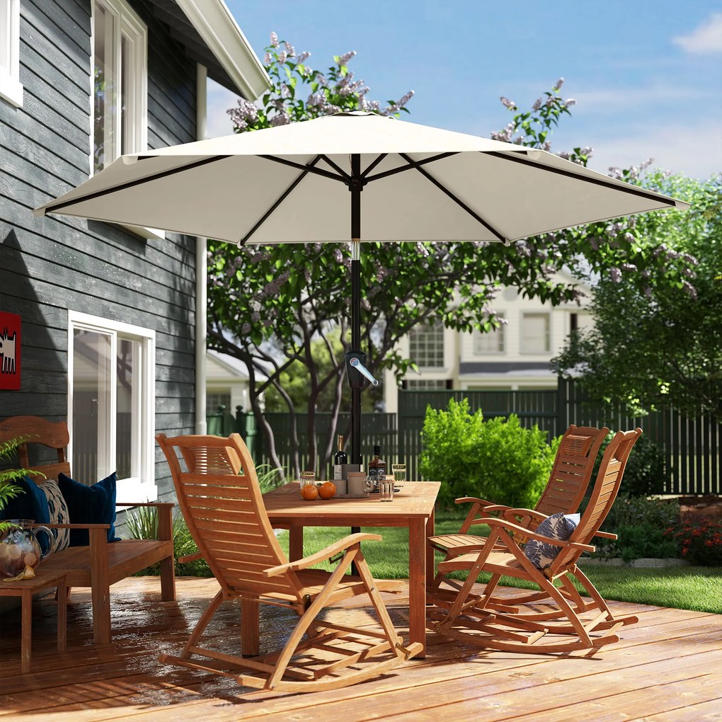 Outsunny Parasol ogrodowy 270 cm regulowany z korbką UV 50+ beżowy | Aosom PL