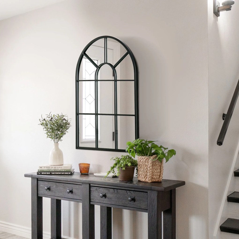 HOMCOM Lustro ścienne czarne do przedpokoju z metalową ramą 70x50 cm design okno | Aosom PL