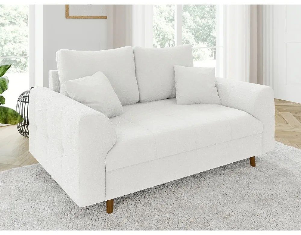 Biała sofa z materiału bouclé 150 cm Ariella – Ropez