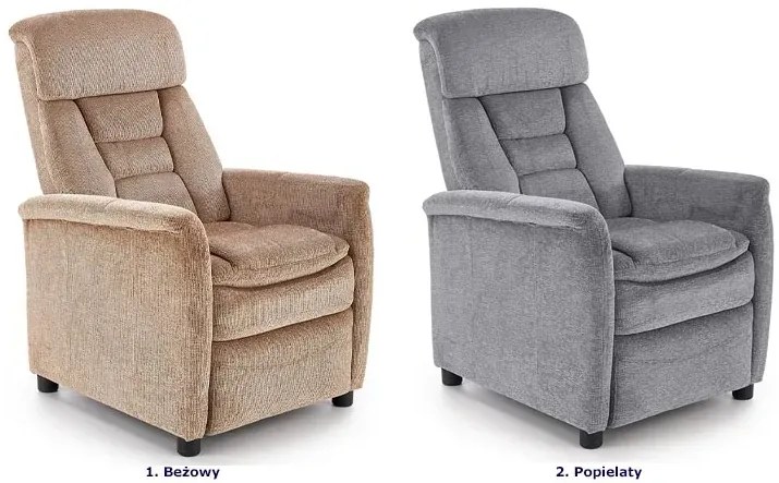 Popielaty rozkładany fotel wypoczynkowy D3-F12
