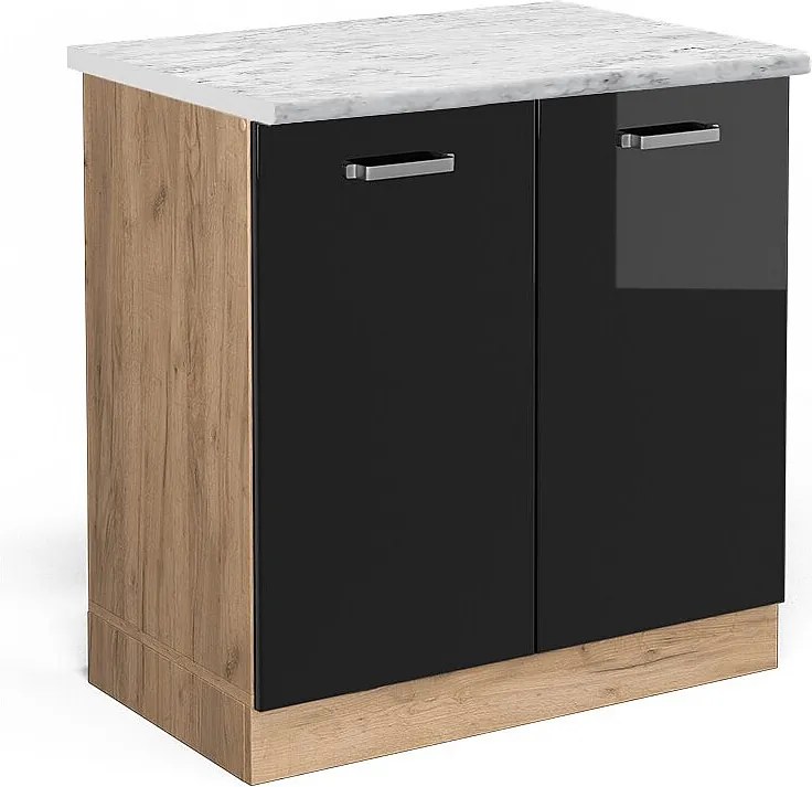 Szafka pod zlew czarny wysoki połysk 80x60x81.6 r-line